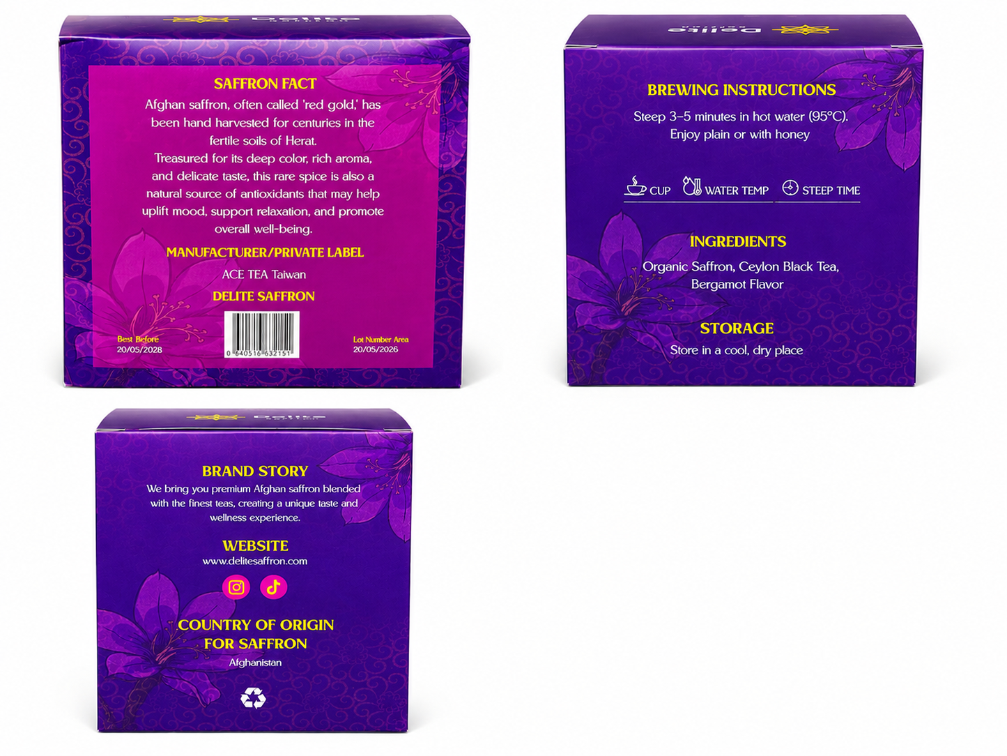 Delite Saffron Earl Grey Tea – Premium Afghan Saffron Blend | 12 Tea Bags
