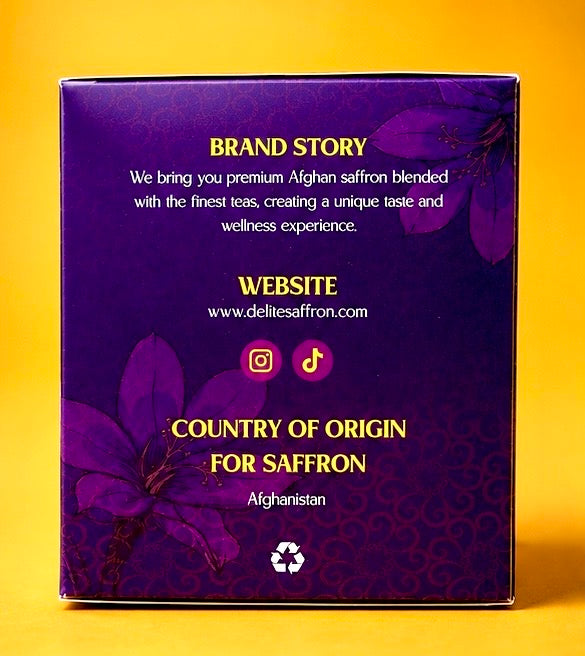 Delite Saffron Green Tea – Premium Afghan Saffron Blend | 12 Tea Bags