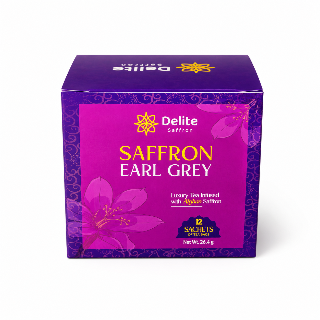 Delite Saffron Earl Grey Tea – Premium Afghan Saffron Blend | 12 Tea Bags